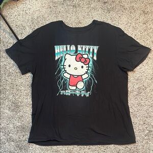 Hello Kitty‎ Sanrio Unisex Adults Lightning Print Crewneck Black T-Shirt Size XL